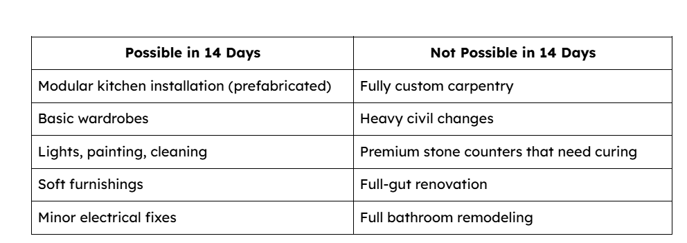 Interior designing possibility in 14 day