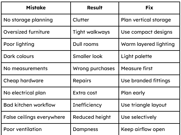 Mistakes vs Fixes for mumbai interior designing
