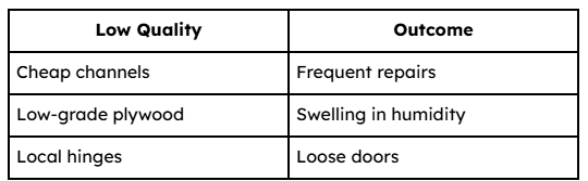 Mumbai home interior comparision table 1