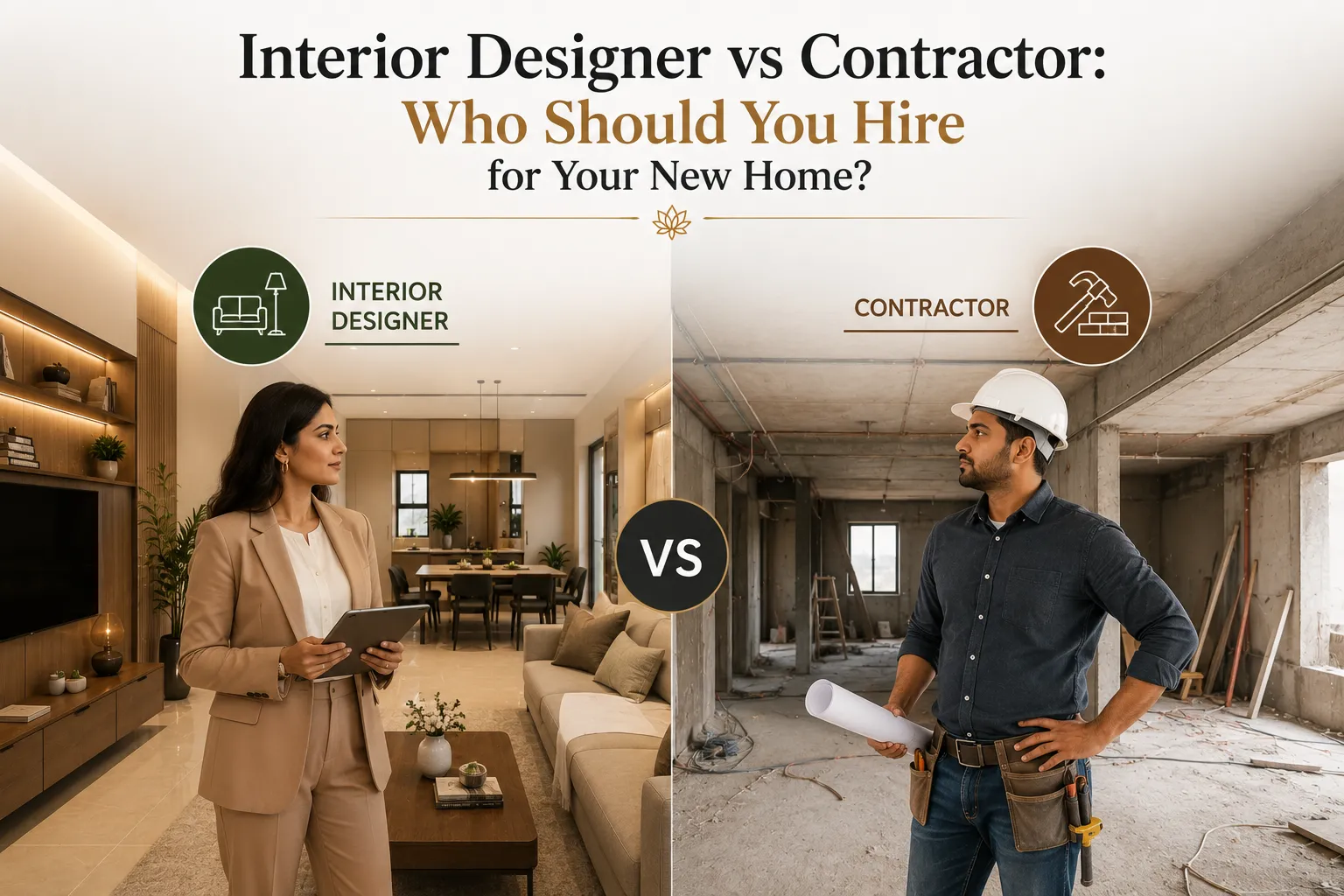 Read more about the article  Interior Designer vs Contractor: Who Should You Hire for Your New Home?