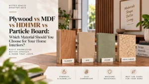 Read more about the article Plywood vs MDF vs HDHMR vs Particle Board – Which Material Is Right for Your Kitchen and Wardrobes?